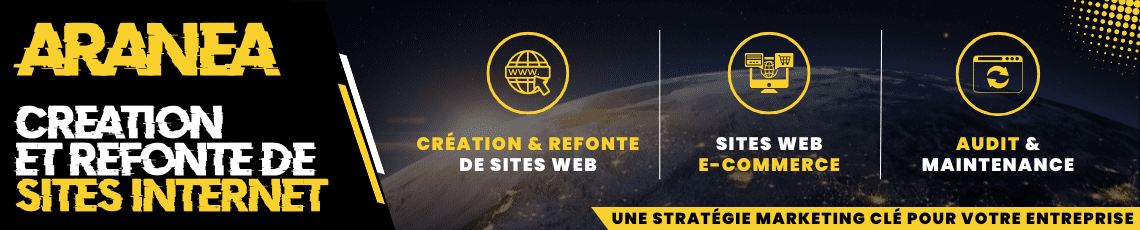 Bannière de publicité d'ARANEA - Création de sites web vitrine et e-commerce